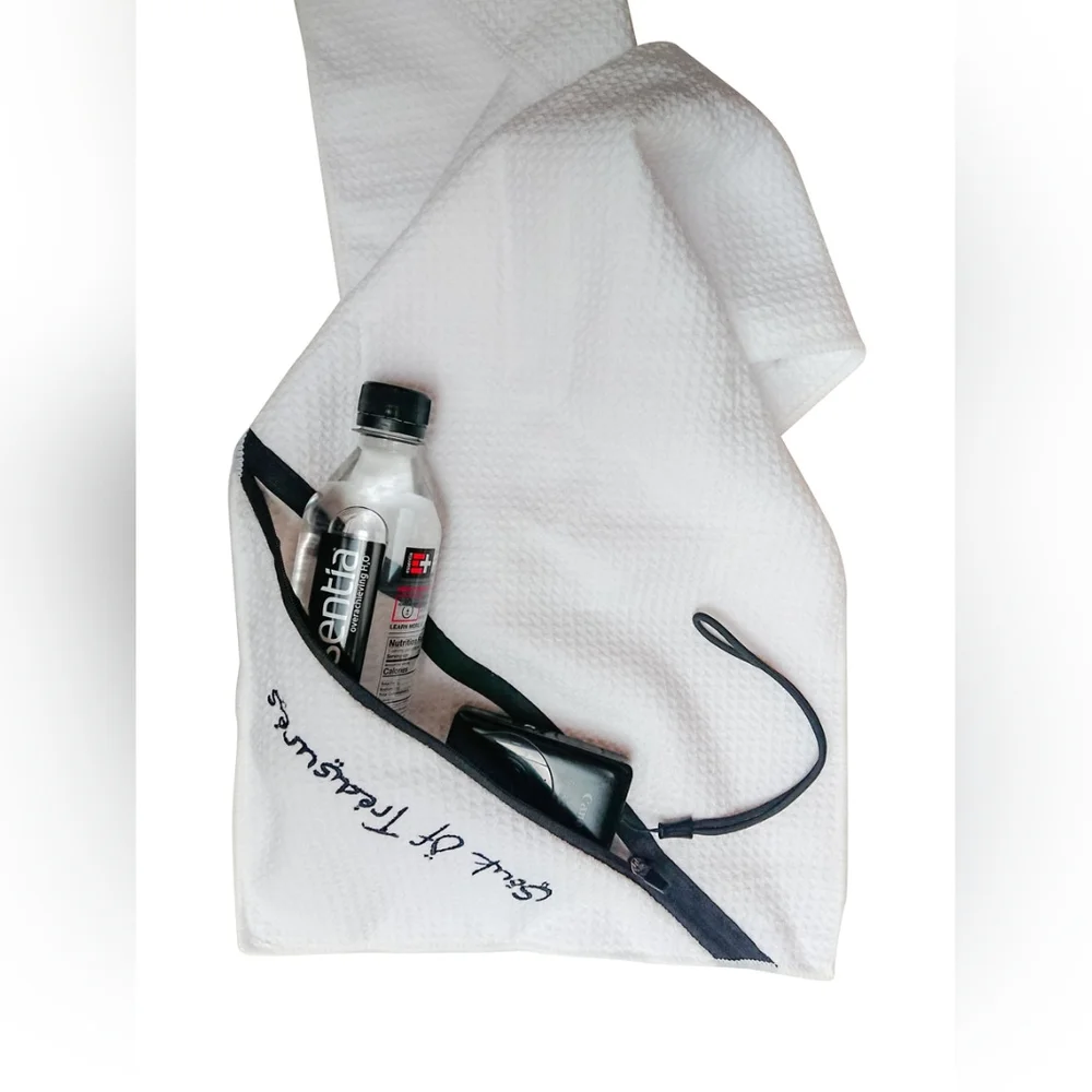 SOUK OF TREASURES Zippered Sport / Golf / Gym Towel w/ loop & zip pocket long